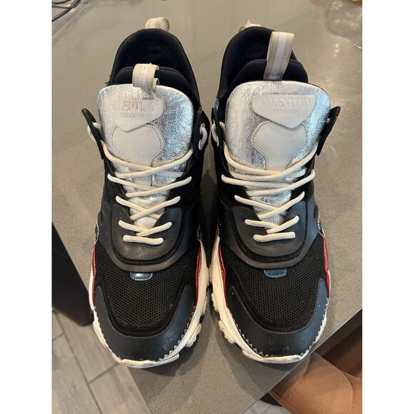 Valentino Bounce Sneakers - Black/Chrome/White - Size 45 (12 US) - Picture 1 of 6